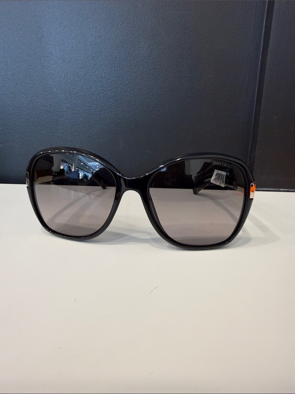 Jimmy Choo Black Frame Sunglasses with Gradient Gray Lenses
